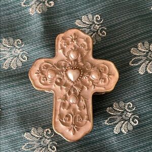 Gold Metal Cross Jewelry Box